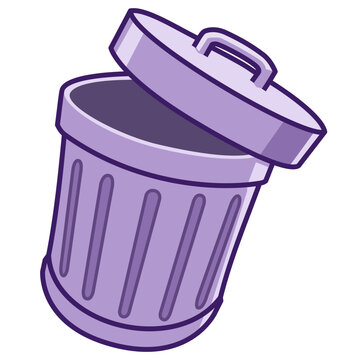 trash can isolated on white cartoon digital sticker
