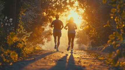 Active Lifestyle: Young Couple Running Together for Fitness and Health