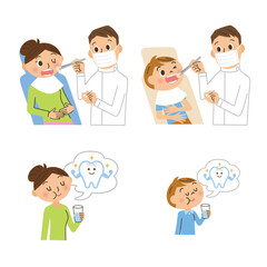 母親と子供が歯医者さんに治療をしてもらう