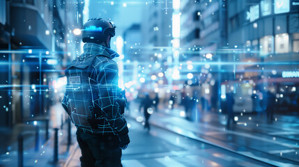 Fototapeta premium Holographic AI Systems for Urban Crime Prevention