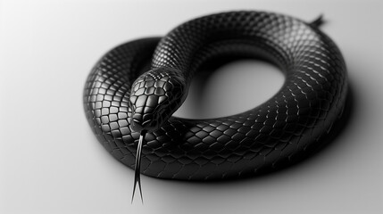 Dangerous Black Mamba Silhouette on Whit