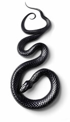 Fototapeta premium realistic black mamba snake weaving downward, high contrast on white vector background, 8k, --ar 4:7 --style raw Job ID: 56c459d1-3145-4dad-9f93-dbc0c17dbe4c
