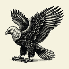 eagle Vector illustration with old engraving vector style.
