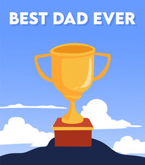 Happy Fathers day with a gold trophy