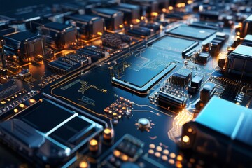 Fototapeta premium Futuristic Computer Motherboard, the ai generated image