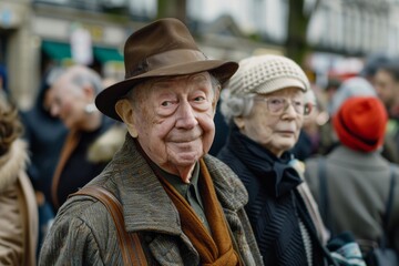 Portrait of an elderly man on the street.