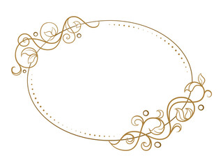 Vector horizontal oval frame with ivy leaves decoration