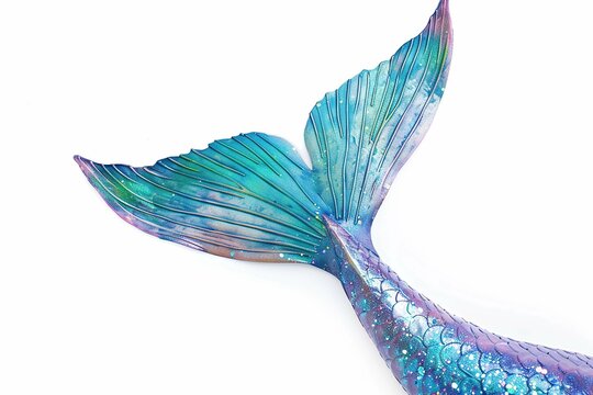 Mermaid tail on white background