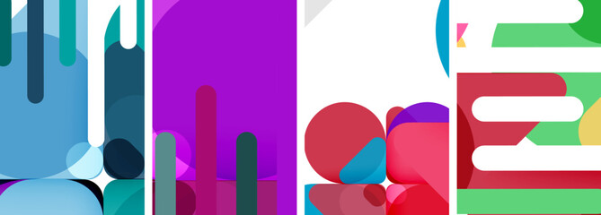 Colorful bright geometric abstract compositions for wallpaper, business card, cover, poster, banner, brochure, header, website