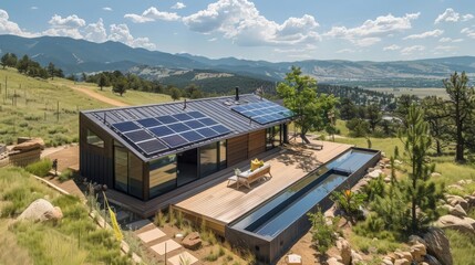 A home utilizing solar panels and battery storage to achieve energy independence and sustainability