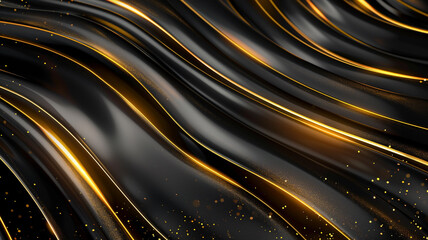 Obraz premium Black gold abstract shiny waves