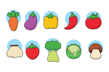 vegetable set cartoon vector illustration. Food nature concept isolated premium vector. Flat cartoon style