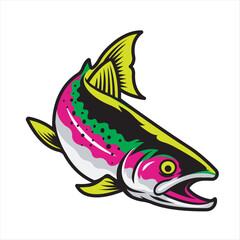 Vector Illustration of Rainbow Trout Fish with Simple Illustration