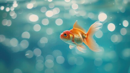 Hilarious underwater scene goldfish in pool plays deep dive action, Ai Generated.