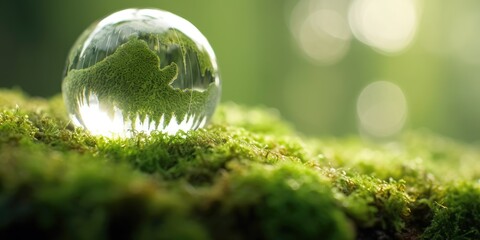 Glass globe picture represent brightness of world if humanity live sustainable life use alternative...