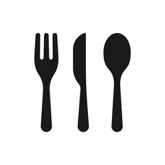 Fork, knife, and spoon. Cutlery icon flat style isolated on white background. Vector illustration