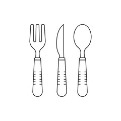 Fork, knife, and spoon. Cutlery icon flat style isolated on white background. Vector illustration