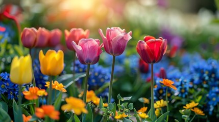 Fototapeta premium Vibrant Spring Tulips in Bloom
