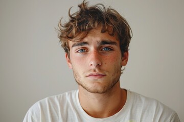 Fototapeta premium Portrait of a Young Man with Blue Eyes