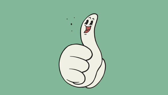 retro cartoon animation of cheerful thumb up