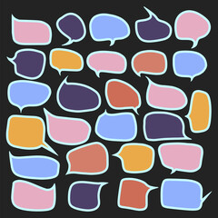colorful speech bubble conversation bubble hand draw set element