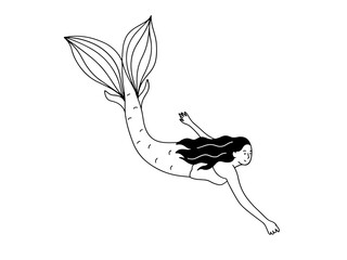 Hand drawn beautiful mermaid