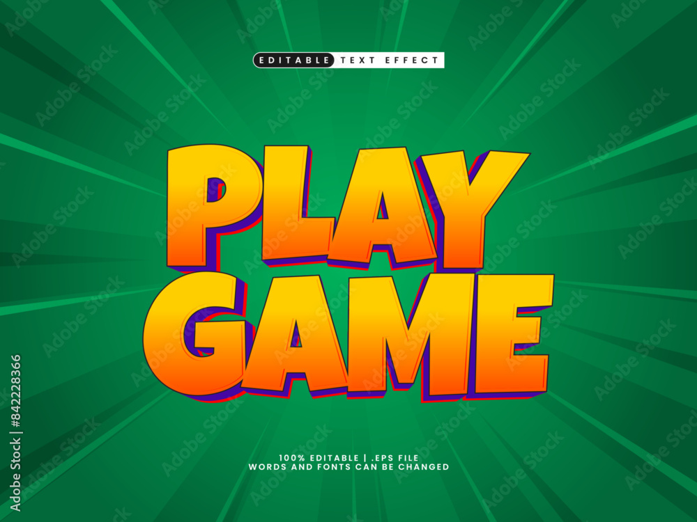 Fototapete play game editable text effect in game hero text style