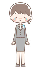 全身｜泣いている女性イラスト｜スーツ
