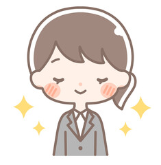 上半身｜キラキラした女性イラスト｜スーツ