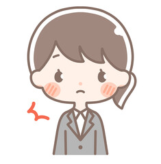 上半身｜びっくりする女性イラスト｜スーツ