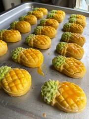 Homemade Malaysian cookies during celebration of Eid Mubarak called Pineapple Tart