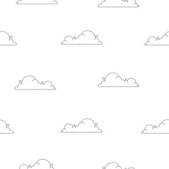 Cumulus cloud cartoon. Seamless pattern. Coloring Page. Sky air symbol. Vector drawing. Design ornaments.