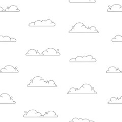 Fototapeta premium Cumulus cloud cartoon. Seamless pattern. Coloring Page. Sky air symbol. Vector drawing. Design ornaments.