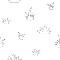 Growing grass and plant. Seamless pattern. Coloring Page. Cultivated lawn and meadow. Vector drawing. Design ornaments.