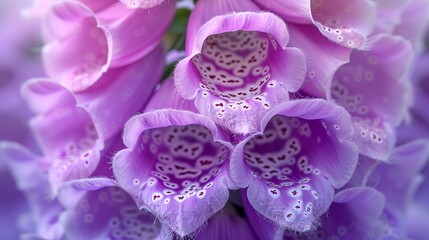 Close-up of a foxglove bloom, capturing the bell-shaped flowers and speckled interiors