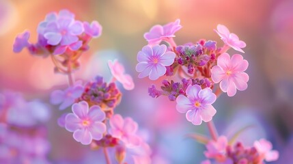 Obraz premium Detailed shot of a verbena, with focus on the delicate petals and soft hues