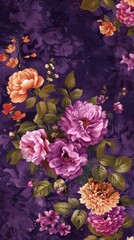 Botanical Floral Painting in Purple Hues concept