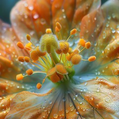 Extreme close-up of a nasturtium, highlighting the vibrant colors and intricate details