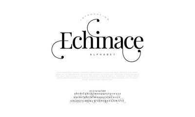 Achinace premium luxury elegant alphabet letters and numbers. Vintage wedding typography classic serif font decorative vintage retro. creative vector illustration