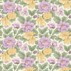 Floral variety color, form natural, seamless fabric pattern.