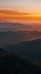 Mountain Silhouette Layers at Sunset