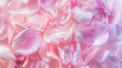 Pastel Flower Petals Cascade on Pink and Lilac Background
