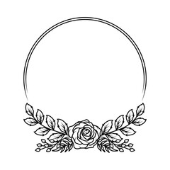 Flower circle frame border. invitation border