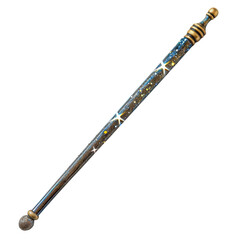 Naklejka premium Sparkling magic wand with golden accents, perfect for fantasy and magical themed projects, Isolated on transparent background