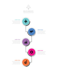 Vector infographic business presentation template with circular interconnection with 5 options.