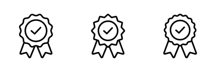 Approved or certified medal icon set vector