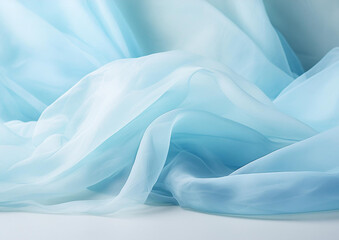 Fototapeta premium 水色のオーガンジーのイメージ背景