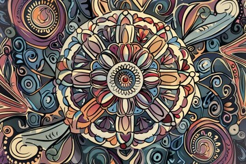 Cartoon cute doodles of intricate mandalas with swirling patterns and delicate details, Generative AI