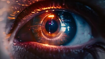 A photo of an eye being scanned by a biometric retinal scanner used as a security measure for entering a government building.