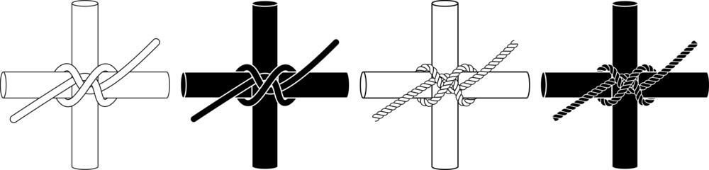 Transom knot rope icon set